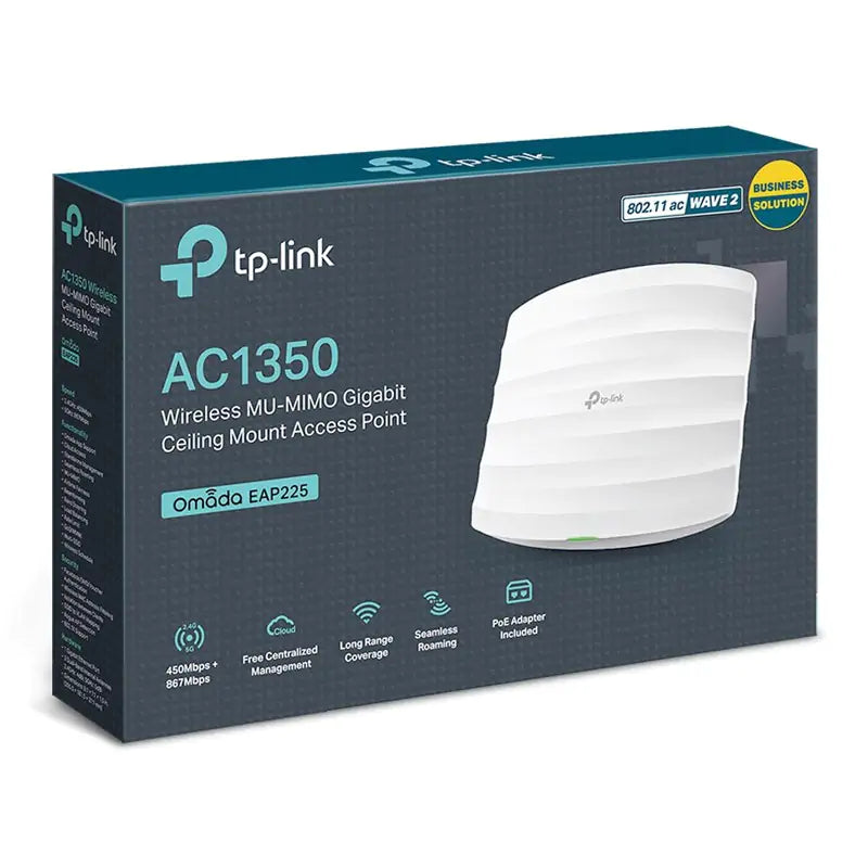 TP-Link EAP225 Omada AC1350 Wireless Dual Band Gigabit Ceiling Mount Access Point