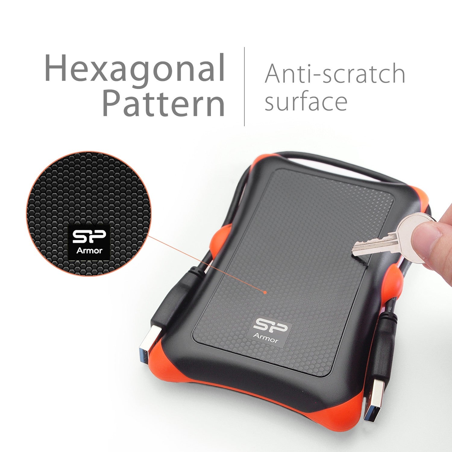 Silicon Power 2TB A30 Rugged Shockproof Portable External Hard Drive USB 3.0 For PC,MAC,XBOX,PS4,PS5 - Orange