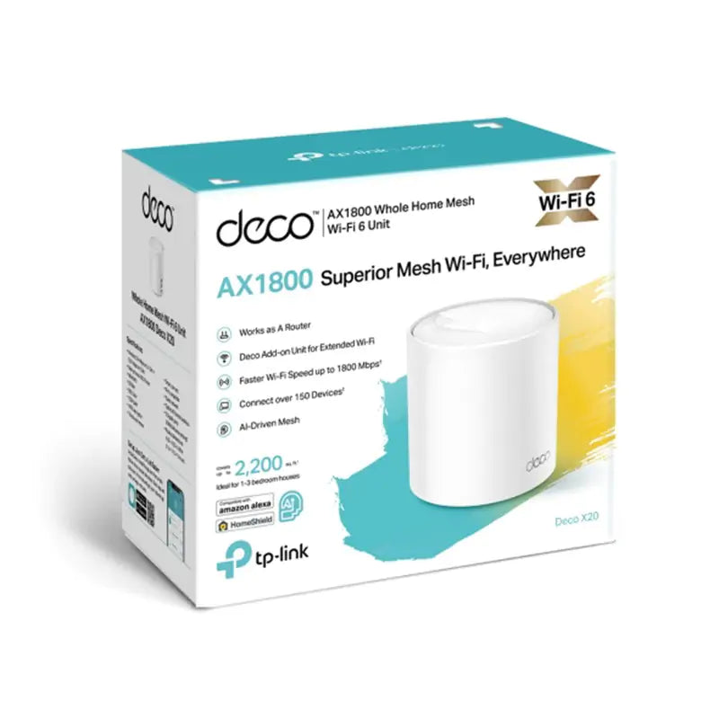 TP-Link Deco X20 AX1800 Smart Whole Home Mesh WiFi System - 1 Pack