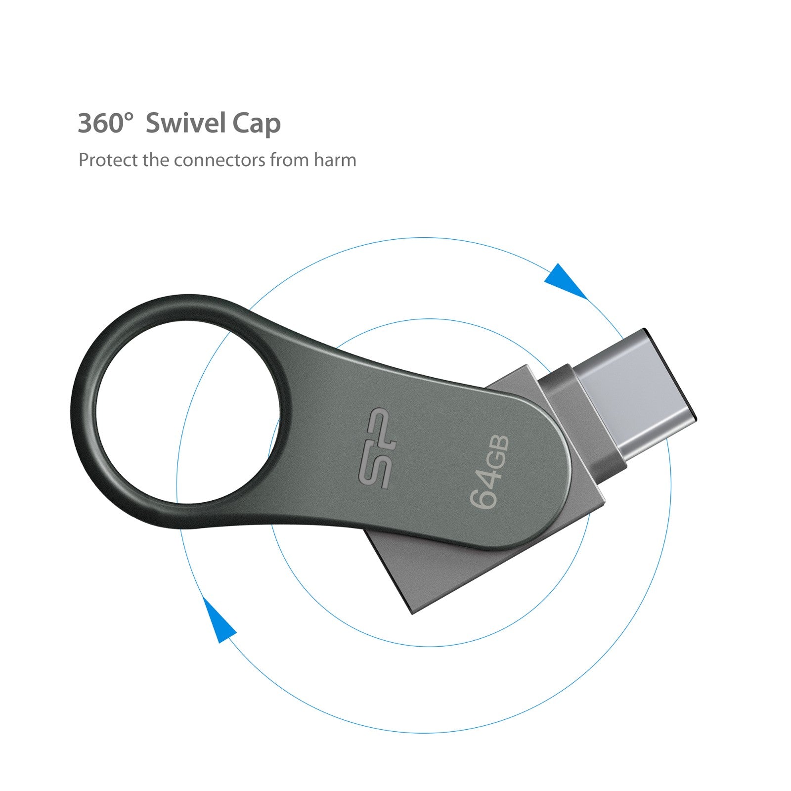 Silicon Power 64GB OTG C80 USB Type C Flash Drive Water / Dust / Vibration-Proof