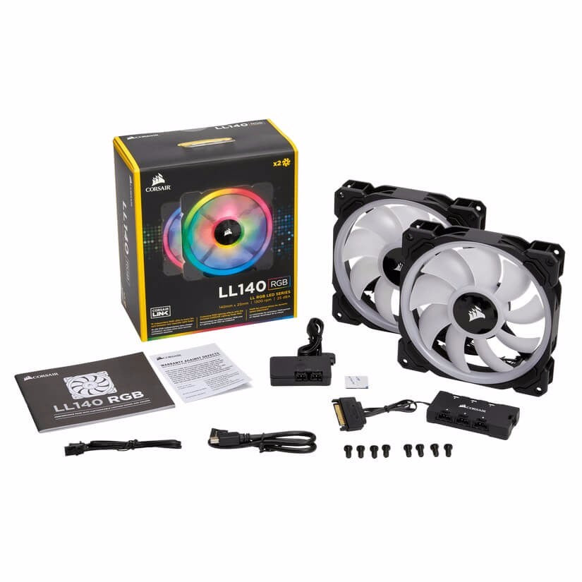 Corsair LL140 Dual Light Loop, Twin Pack 140mm RGB LED PWM Fan with Lighting Node Pro