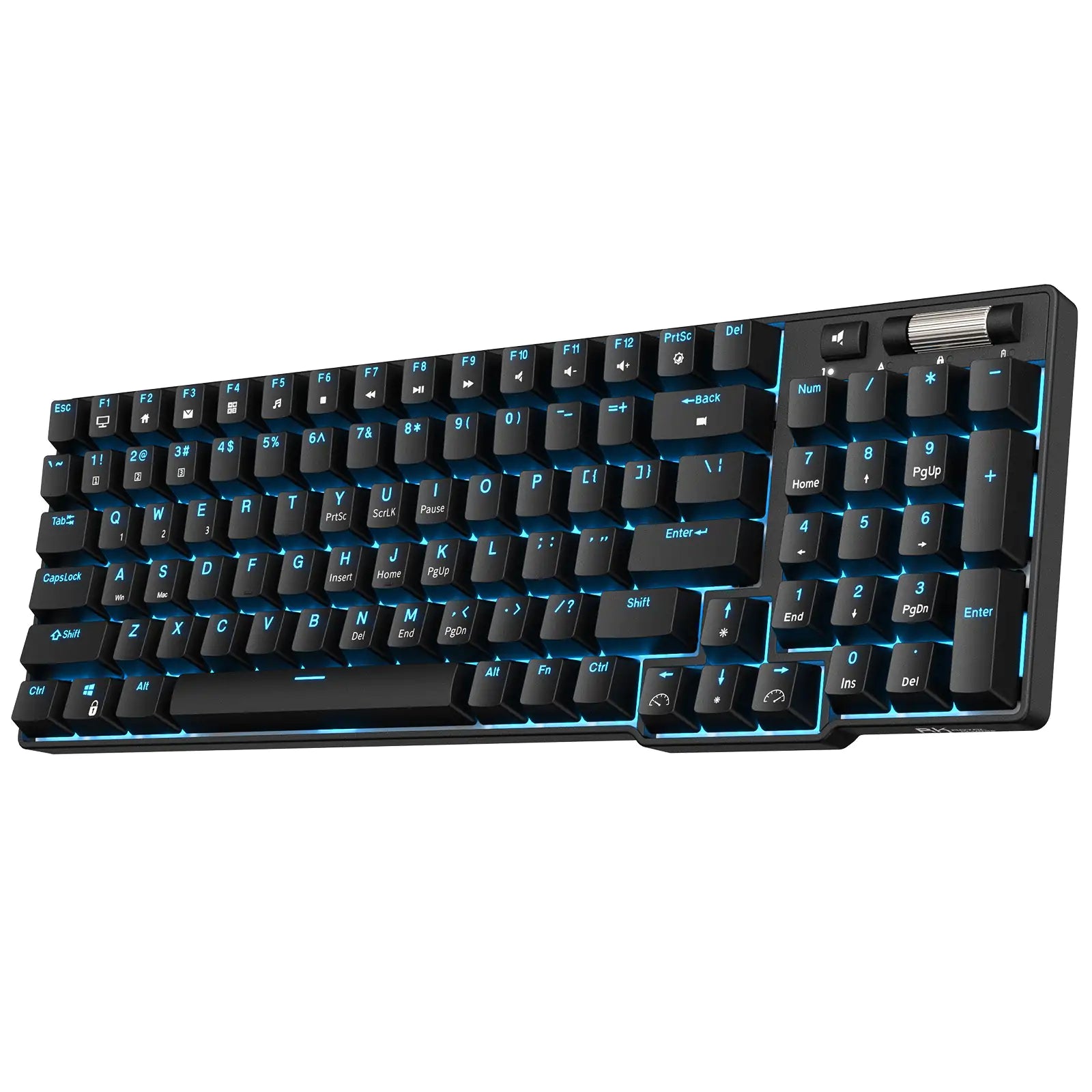 RK ROYAL KLUDGE RK96 90% 96 Keys BT5.0/2.4G/USB-C Hot Swappable Mechanical Keyboard with Magnetic Hand Rest, Blue Backlight, Brown Switch, Black Color