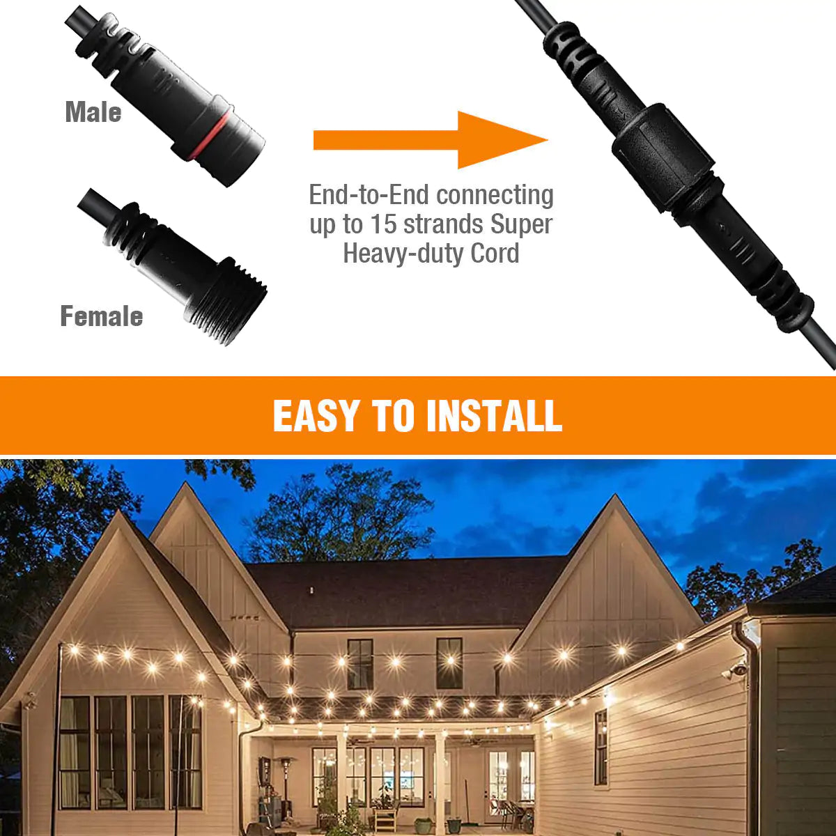 Outdoor Solar String Lights 12 Bulbs IP65 Waterproof Outside 5M Solar Powered Patio String Lights with 4 Lighting Modes for Backyard Bistro Party Cafe