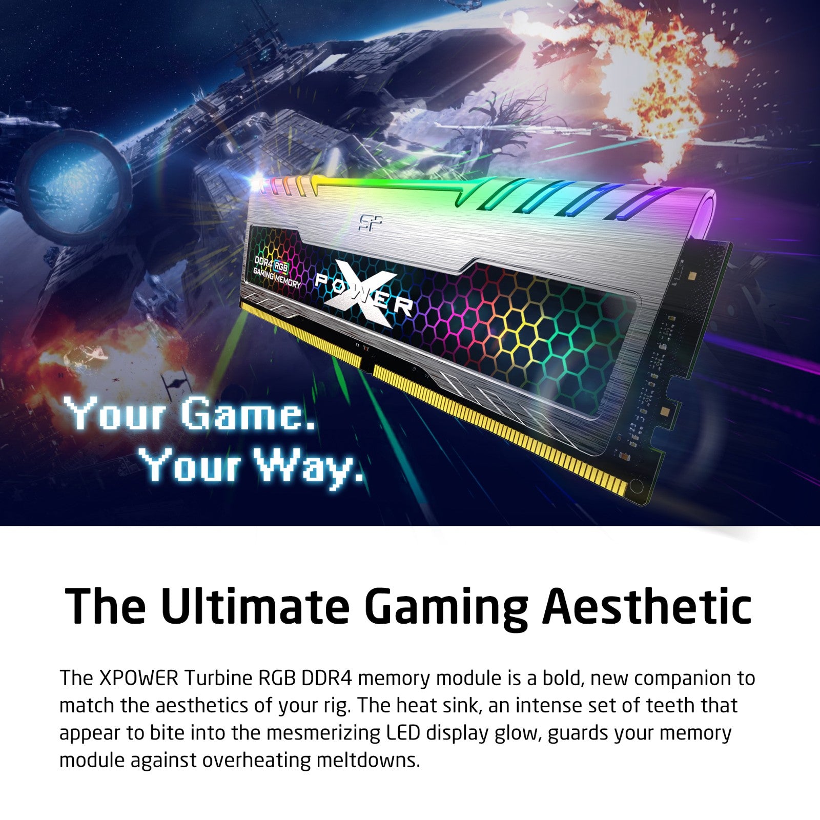 Silicon Power 16GB  SP016GXLZU360BDB 3600MHz Turbine Gaming Desktop Memory RGB DDR4 RAM