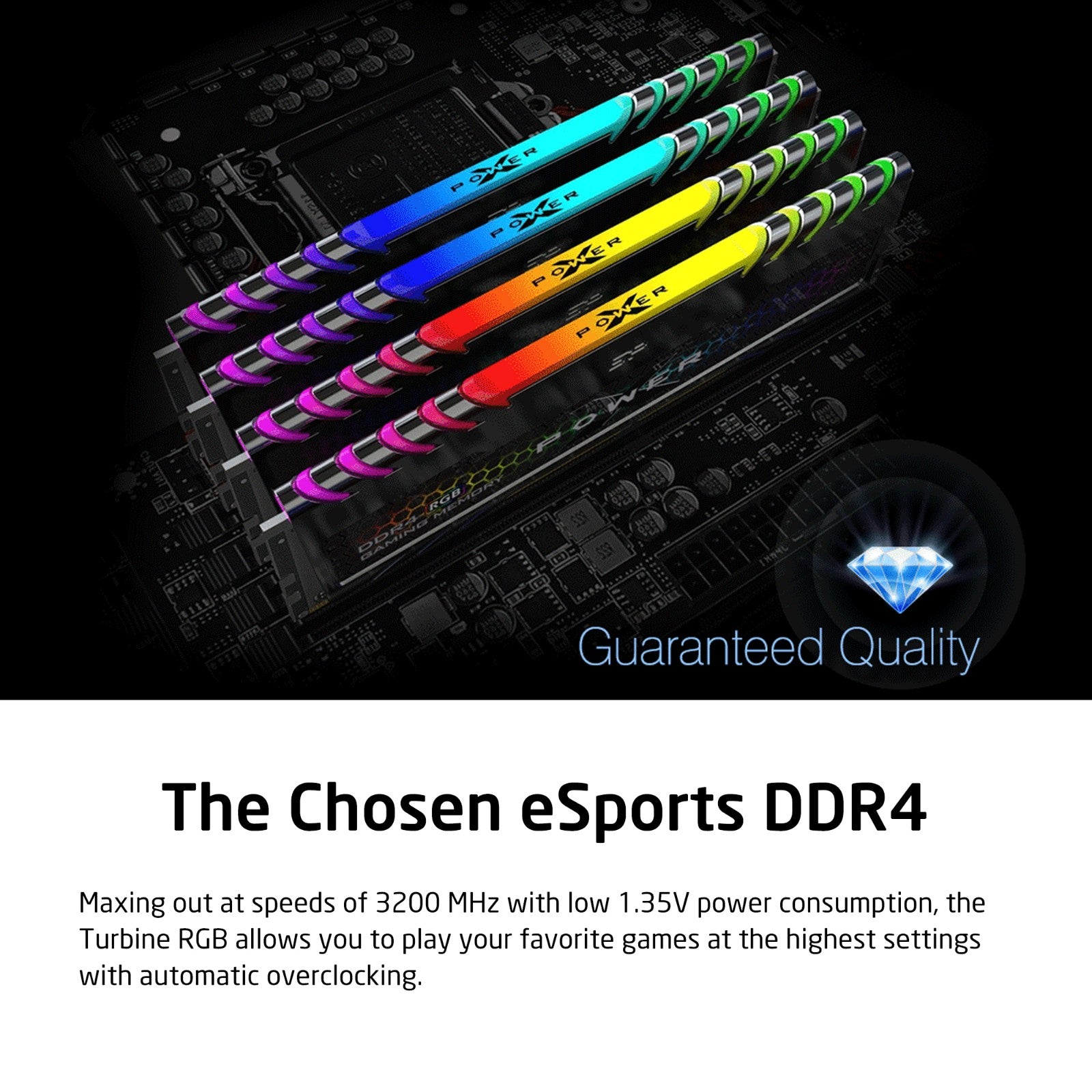 Silicon Power 16GB  SP016GXLZU360BDB 3600MHz Turbine Gaming Desktop Memory RGB DDR4 RAM