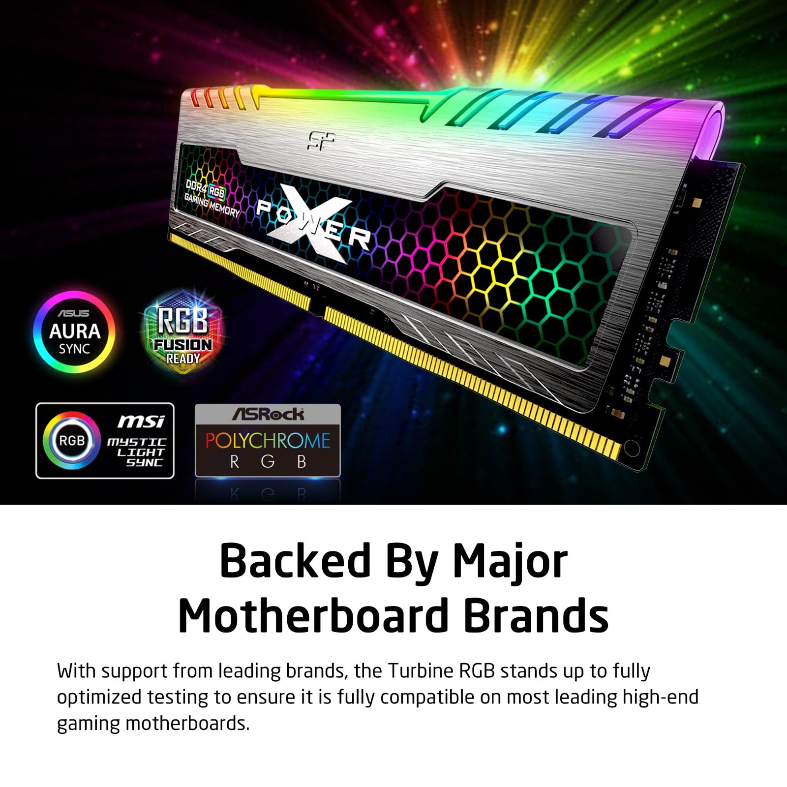 Silicon Power 16GB  SP016GXLZU360BDB 3600MHz Turbine Gaming Desktop Memory RGB DDR4 RAM