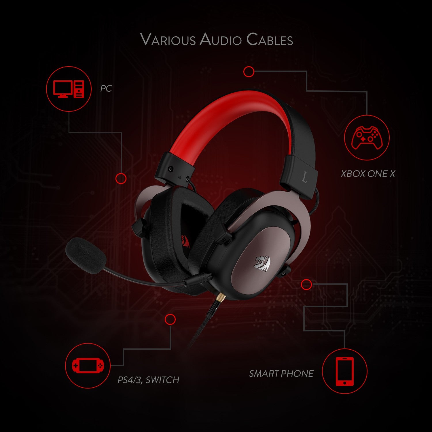 Redragon H510 Wired Gaming Headset - 7.1 Surround Sound - Memory Foam Ear Pads