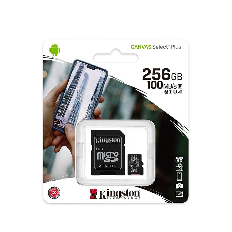 Kingston Canvas Select 256GB C10 100MB/s MicroSDXC Card