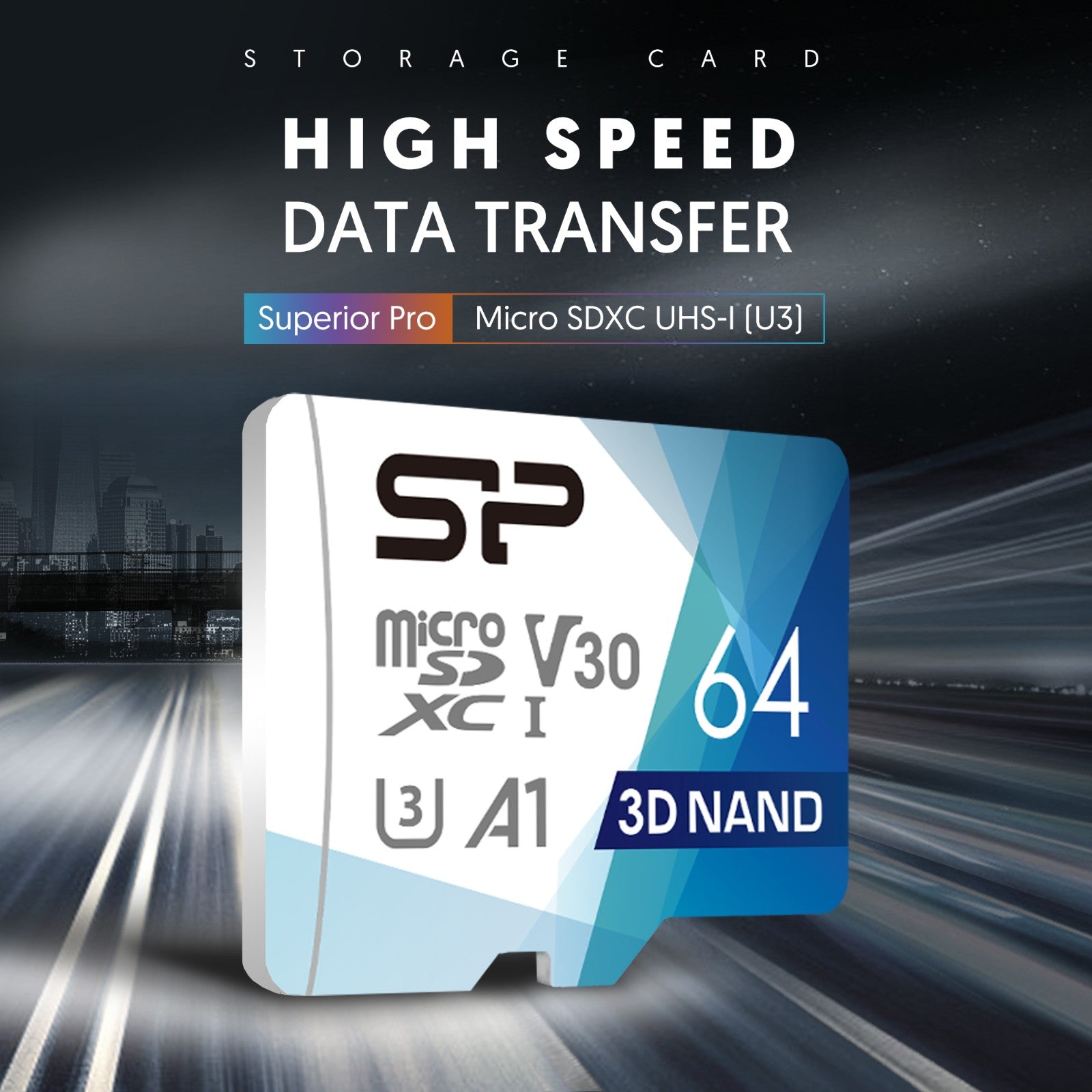 Silicon Power Superior PRO 4K/HD 64GB Micro SDXC Card 100MB/s Read & 80MB/s Write U3, C10, A1, V30 with Adapter