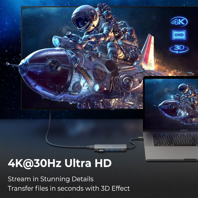 Silicon Power 7-in-1 USB C Hub with HDMI, USB 3.2 Gen 1, micro SD & SD Card Reader for Macbook/iPad Pro/ Laptop