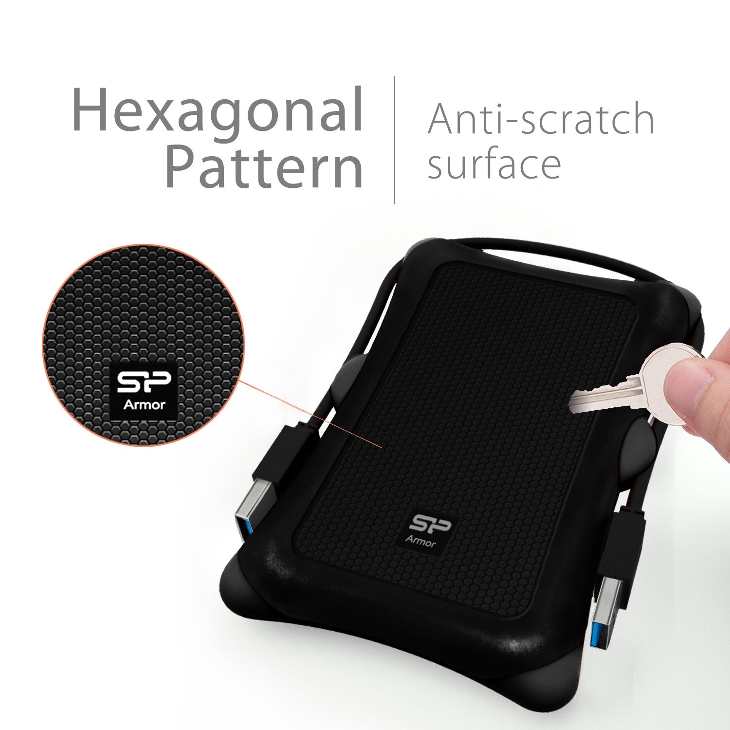 Silicon Power 2TB A30 Rugged Shockproof Portable External Hard Drive USB 3.0 For PC,MAC,XBOX,PS4,PS5 - Black