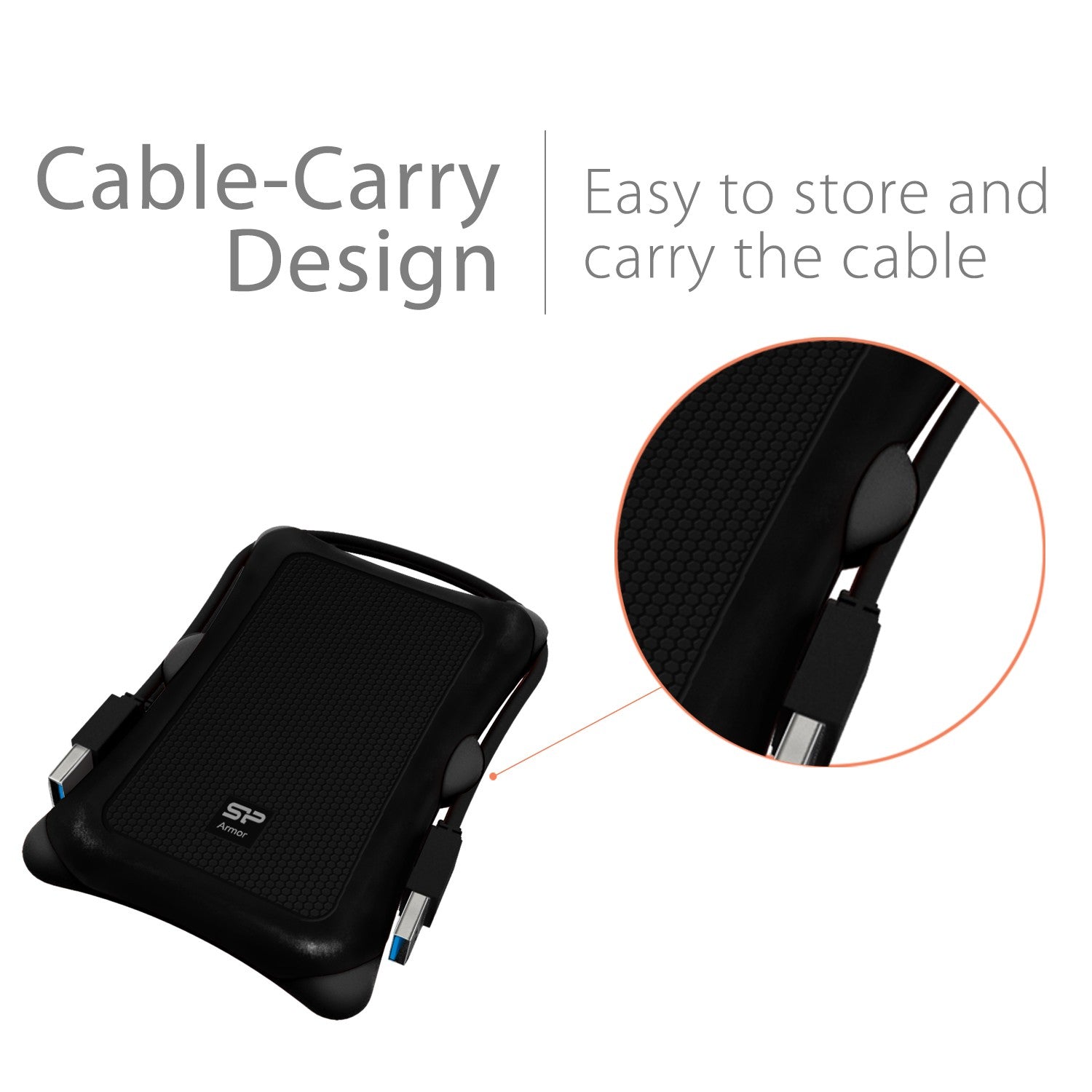 Silicon Power 2TB A30 Rugged Shockproof Portable External Hard Drive USB 3.0 For PC,MAC,XBOX,PS4,PS5 - Black