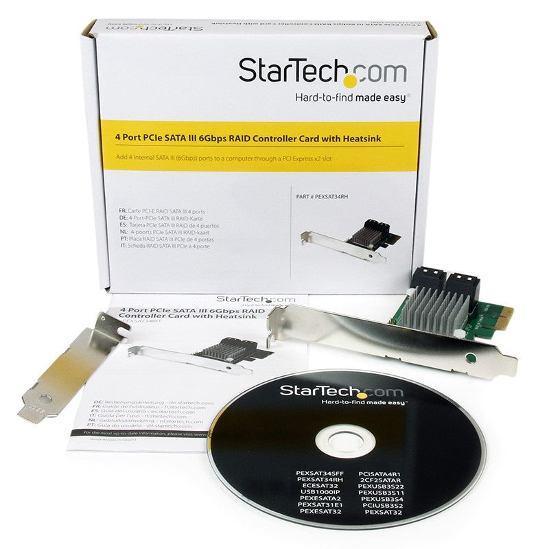 Startech 4 Port PCIe 2.0 SATA III 6Gbps RAID Controller Card