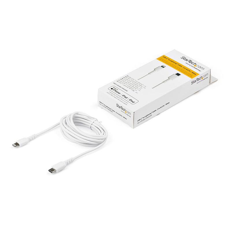 Startech 2m Durable White USB-C to Lightning Cable - White