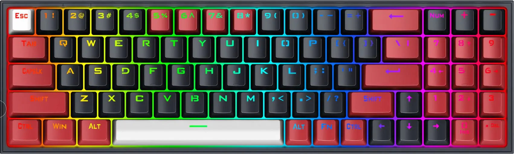 Redragon K628 Pro Pollux 75% Wireless RGB Gaming Keyboard, 78 Keys Hot-Swappable Compact Mechanical Keyboard w/3-Mode Connection
