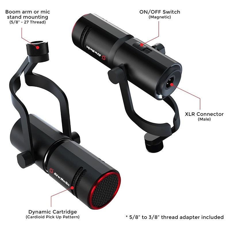 AVerMedia AM330 Live Streamer Creators Dynamic XLR Microphone