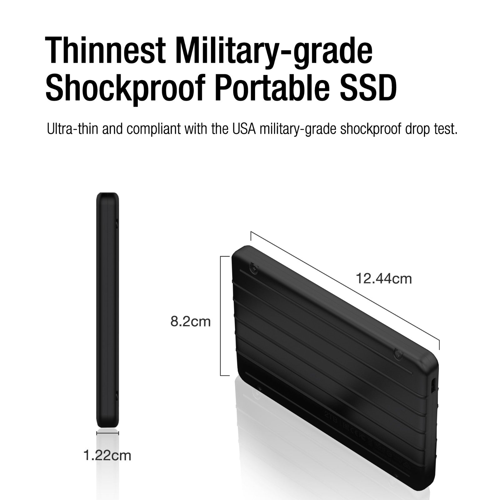 Silicon Power 2TB B75 Pro 520 MB/s USB C Scratch Resistant & Waterproof Portable External SSD with 2 cables
