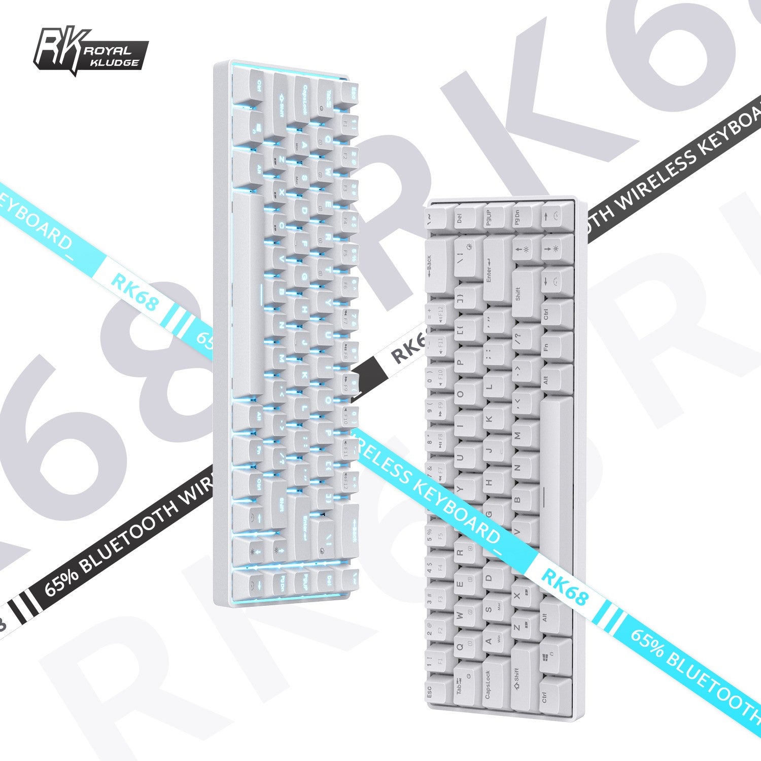 RK ROYAL KLUDGE RK68 65% Hot-Swappable Wireless Mechanical Keyboard, Brown Switch
