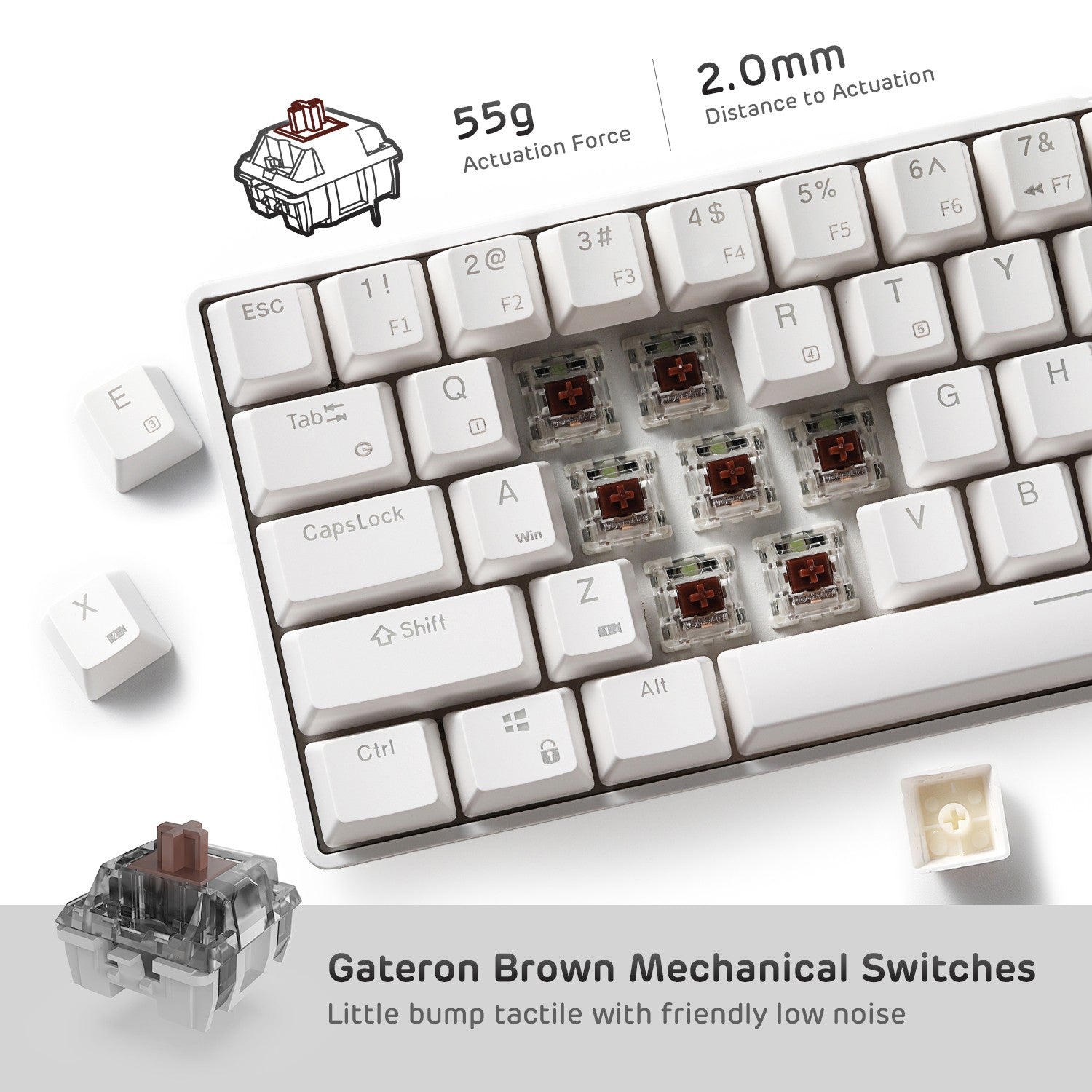 RK ROYAL KLUDGE RK68 65% Hot-Swappable Wireless Mechanical Keyboard, Brown Switch