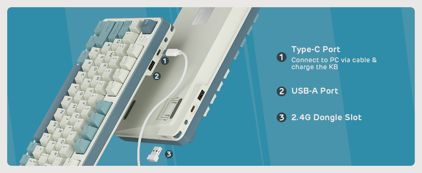 RK ROYAL KLUDGE Mechanical Keyboard S98, RGB, 2.4Ghz/BT/Wired, Spring Rain Switches, Off-white, Mixed Color