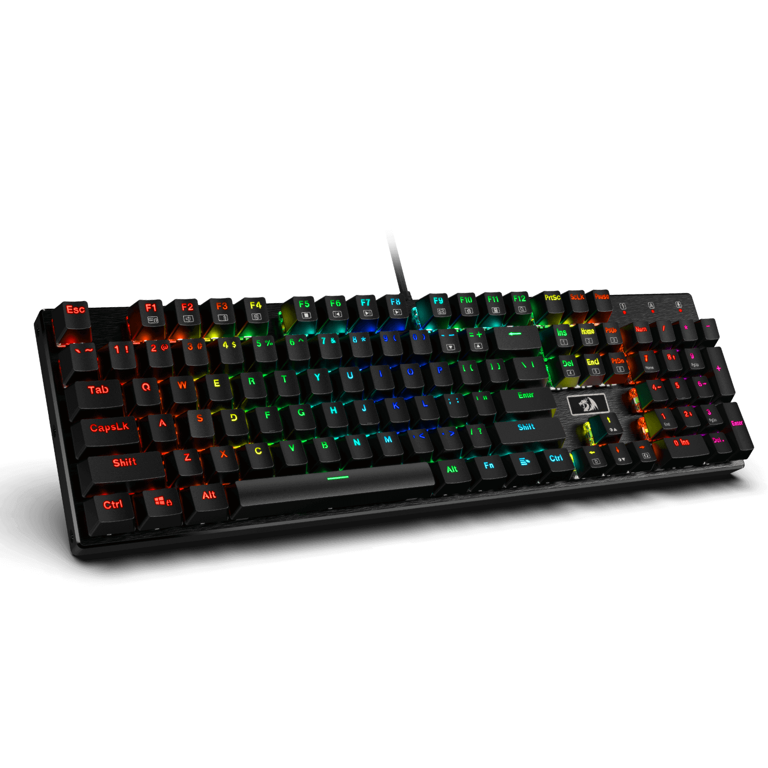 Redragon K556 RGB LED Backlit Wired Mechanical Gaming Keyboard, Aluminum Base, 104 Standard Keys, Brown Switches