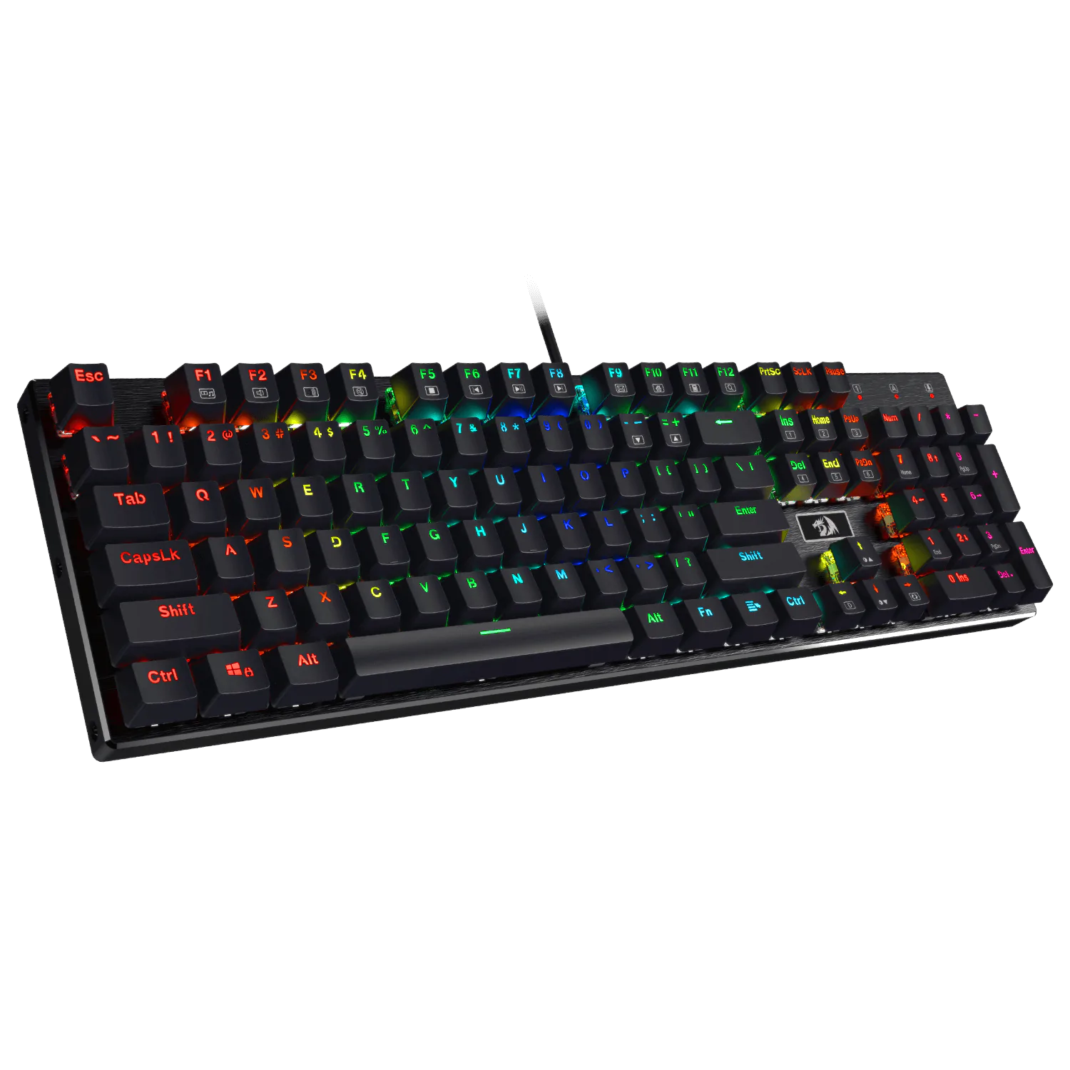 Redragon K556 RGB LED Backlit Wired Mechanical Gaming Keyboard, Aluminum Base, 104 Standard Keys, Red Switches