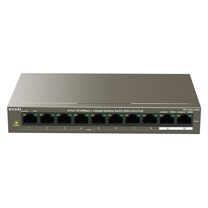 Tenda 8 Port 10/100Mbps + 2 Gigabit Desktop Switch with 8 Port PoE