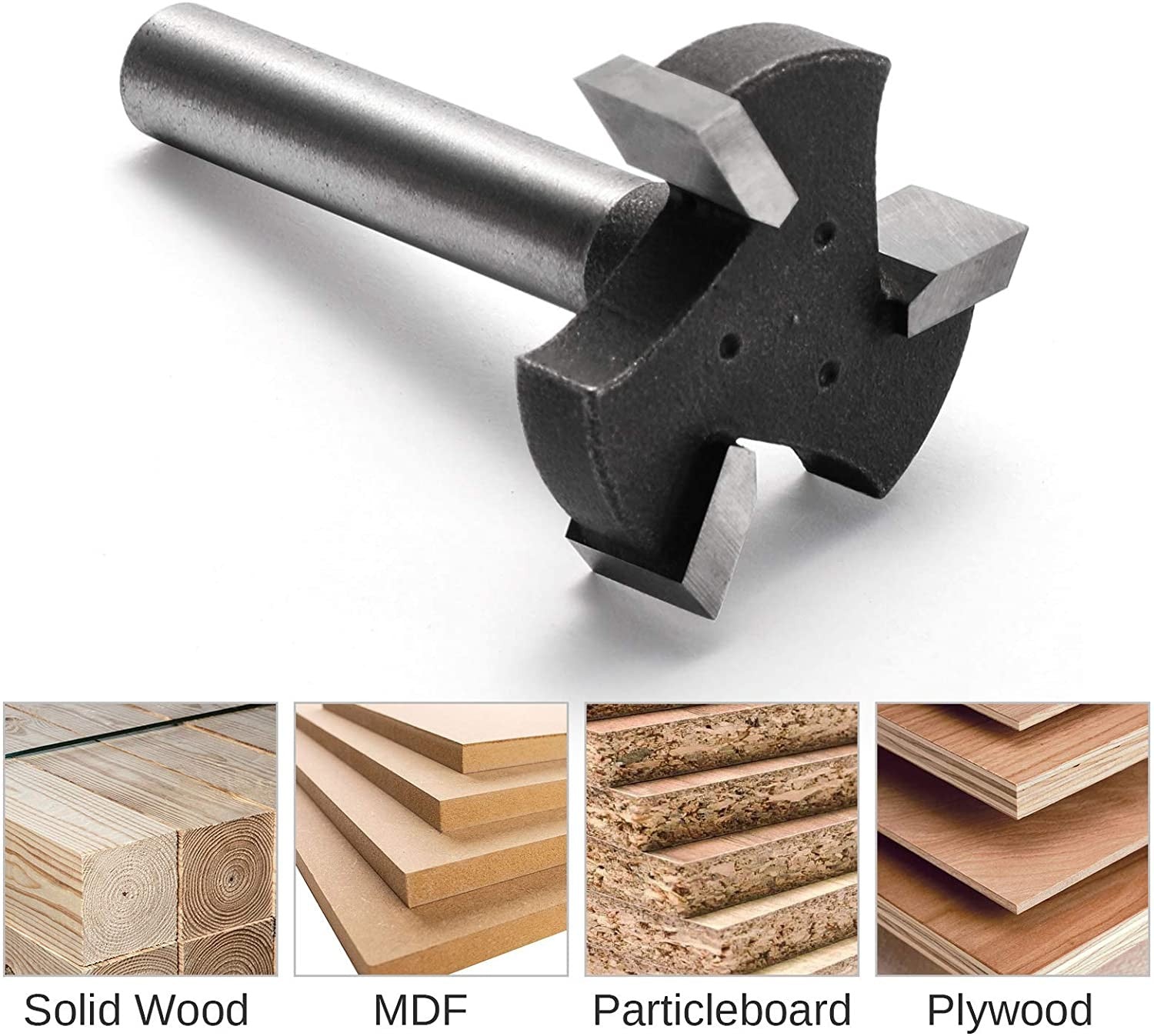 Genmitsu 3pcs 3-Flute CNC Spoilboard Surfacing Router Bits, 1/4'' Shank, 0.94'' Cutting Diameter, Slab Flattening Router Bits for Wood Working, RB03A