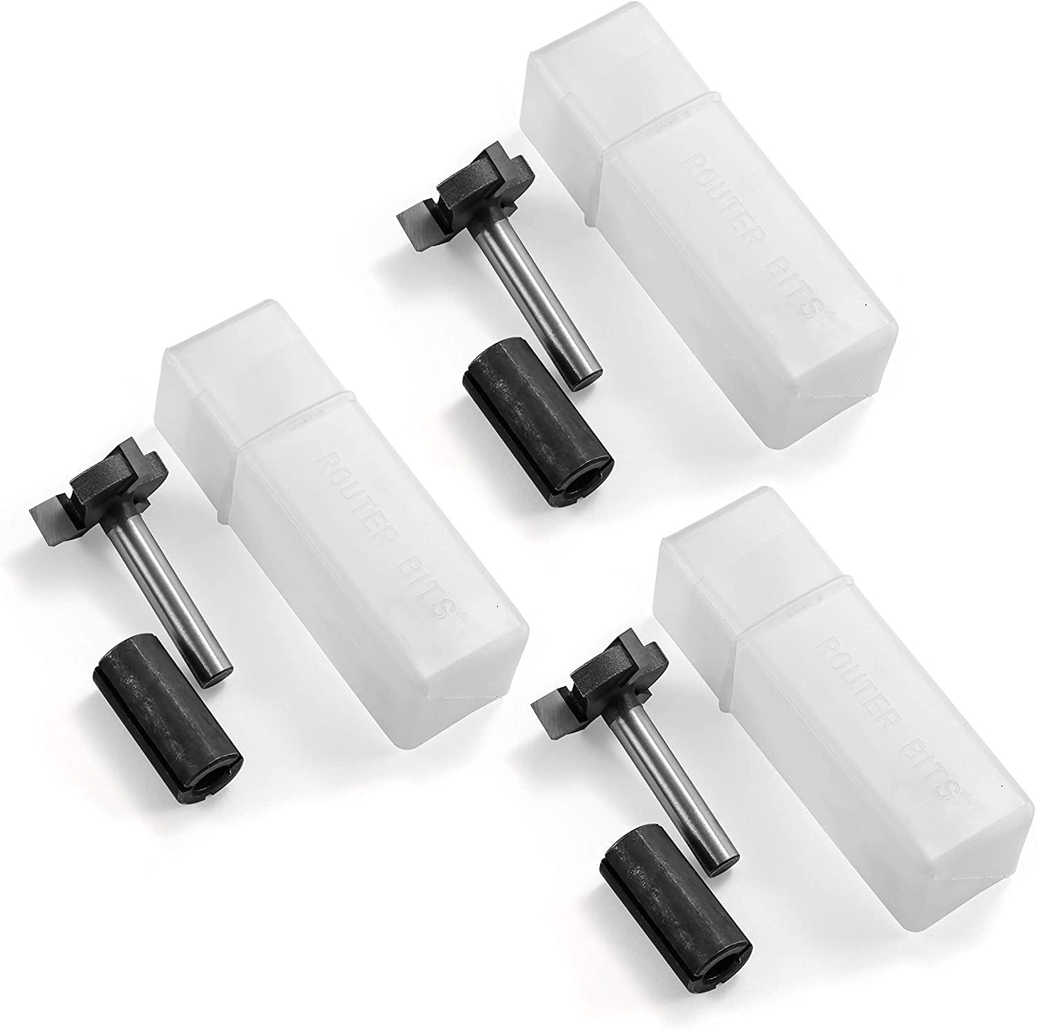 Genmitsu 3pcs 3-Flute CNC Spoilboard Surfacing Router Bits, 1/4'' Shank, 0.94'' Cutting Diameter, Slab Flattening Router Bits for Wood Working, RB03A