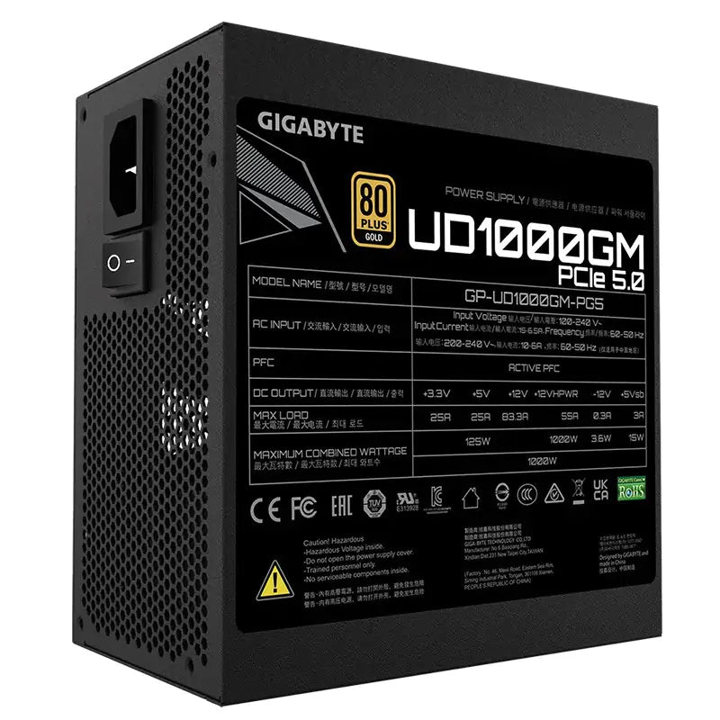 Gigabyte 1000W PG5 Aorus 80 + Gold Power Supply (GP-UD1000GM-PG5)