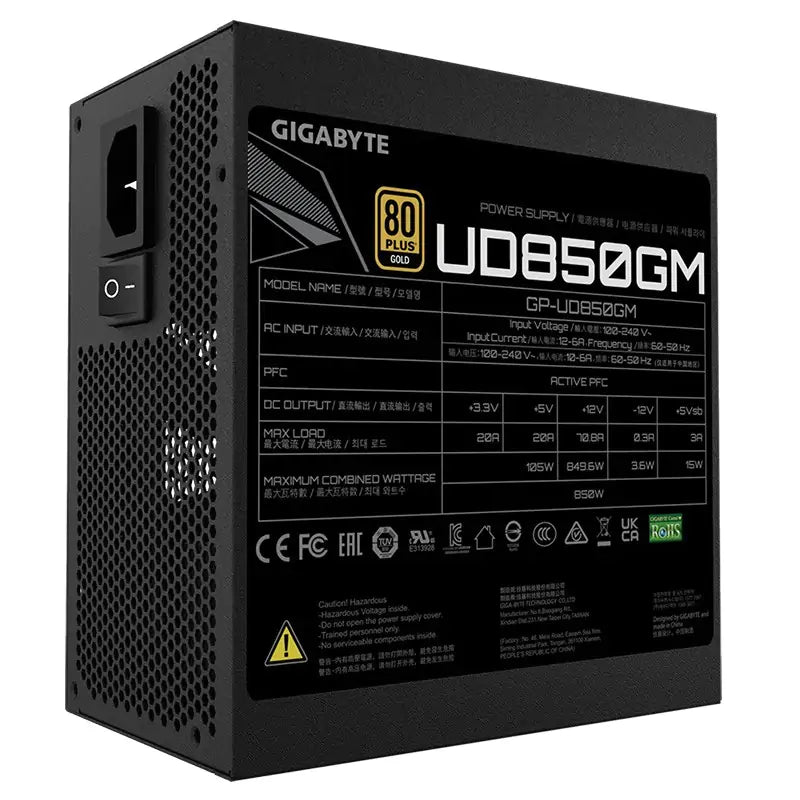 Gigabyte 850W Ultra Durable 80+ Gold Modular Power Supply (GP-UD850GM)