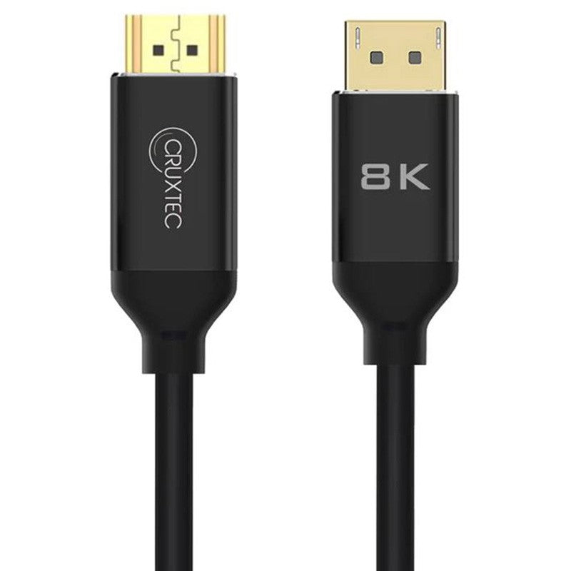 Cruxtec DisplayPort 1.4 to HDMI 2.1 8K/60Hz Male to Male Cable - 2m