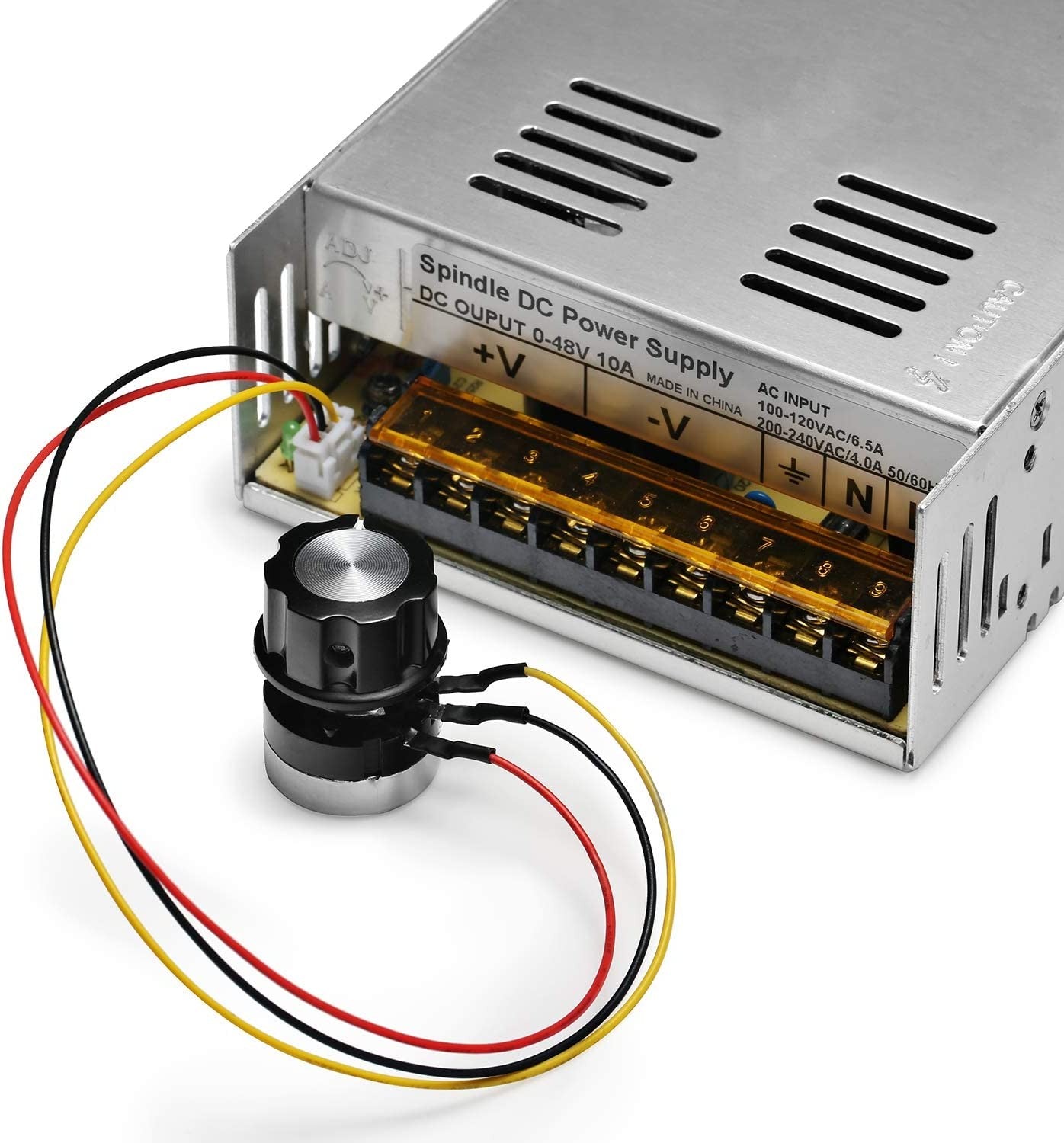 Genmitsu Air-Cooled 300W Brush DC Spindle Motor with 0-48V Output Adjustable Switching Power Supply, 52mm Clamp & ER11 Collet, ideal for CNC Machining