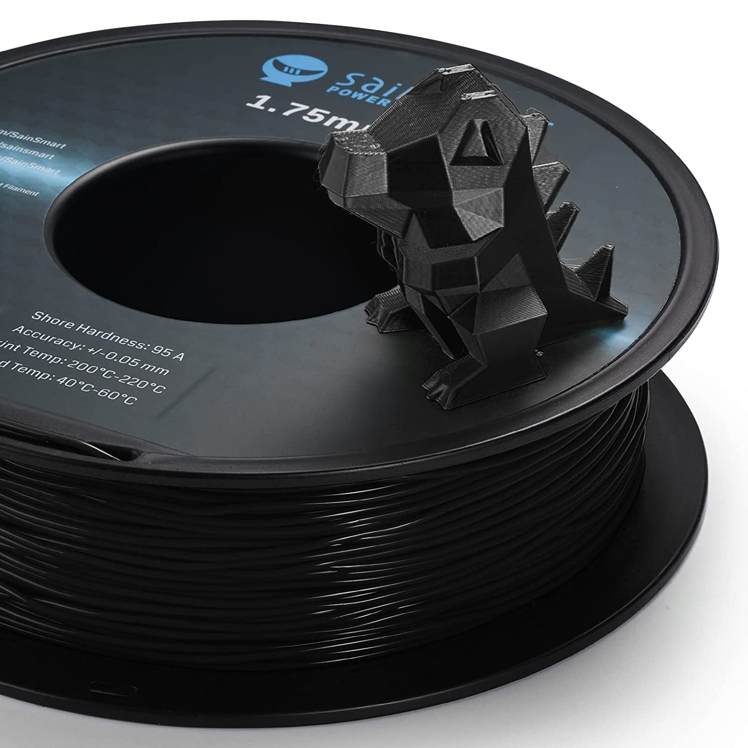 SainSmart - 101-90-164 Black Flexible TPU 3D Printing Filament, 1.75 mm, 0.8 kg, Dimensional Accuracy +/- 0.05 mm