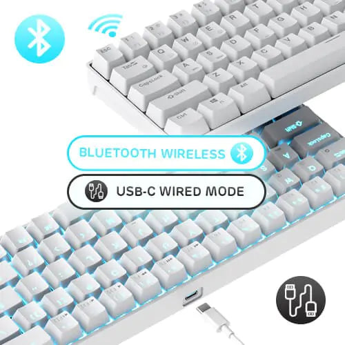 RK ROYAL KLUDGE RK68 65% Hot-Swappable Wireless Mechanical Keyboard, Red Switch
