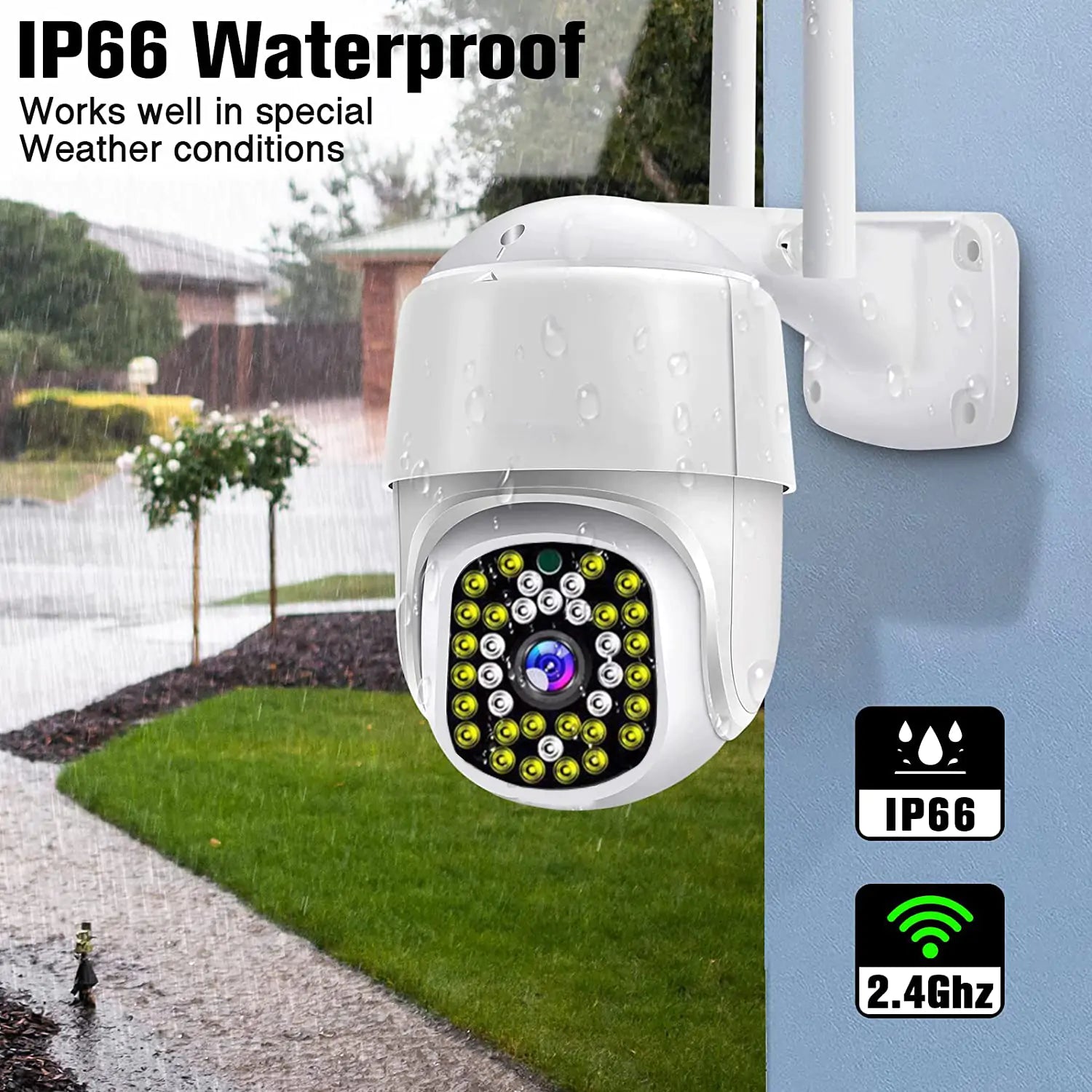 MP Security Camera WiFi Camera Outdoor Home Security Camera with Spotlight Night Vision,Alarm,Remote Access,Motion Detection,2-Way Audio