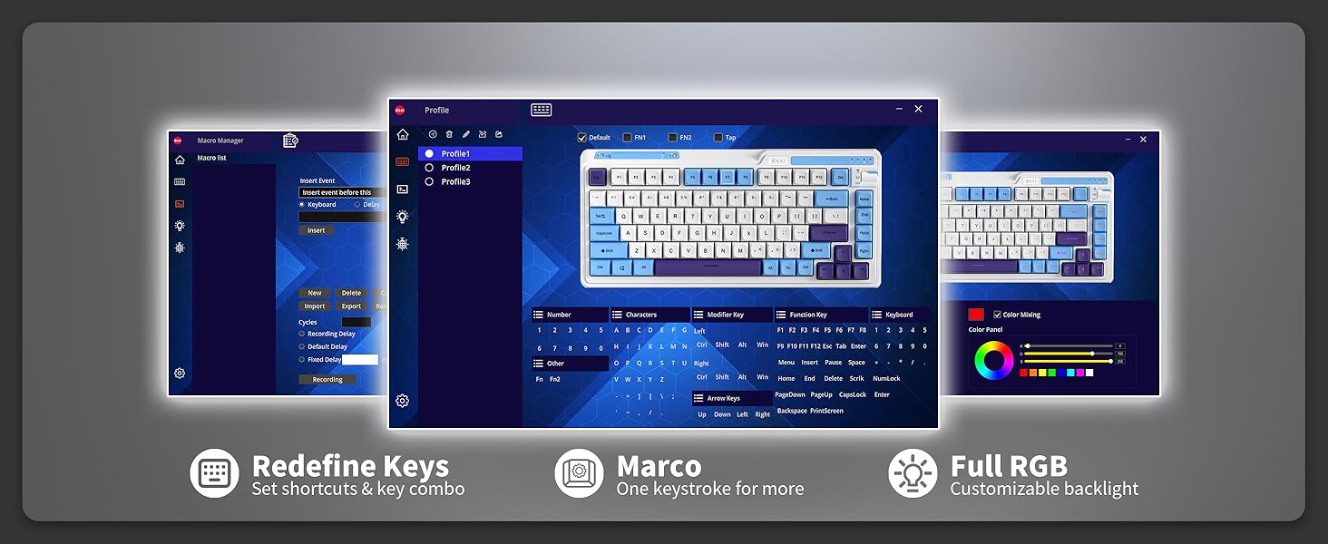 KZZI K75 Lite Wireless Wired Mechanical RGB Gaming Hot Swappable 3-Mode Keyboard Creamy Linear Switches, Compact 82 Keys