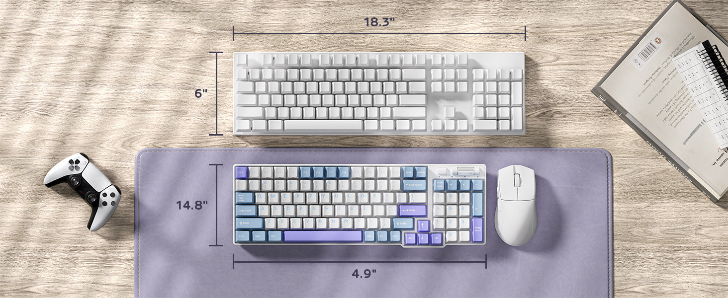 RK ROYAL KLUDGE Mechanical Keyboard RK96, RGB, 2.4Ghz/BT/Wired, Spring Rain Switches, White, Mixed Color