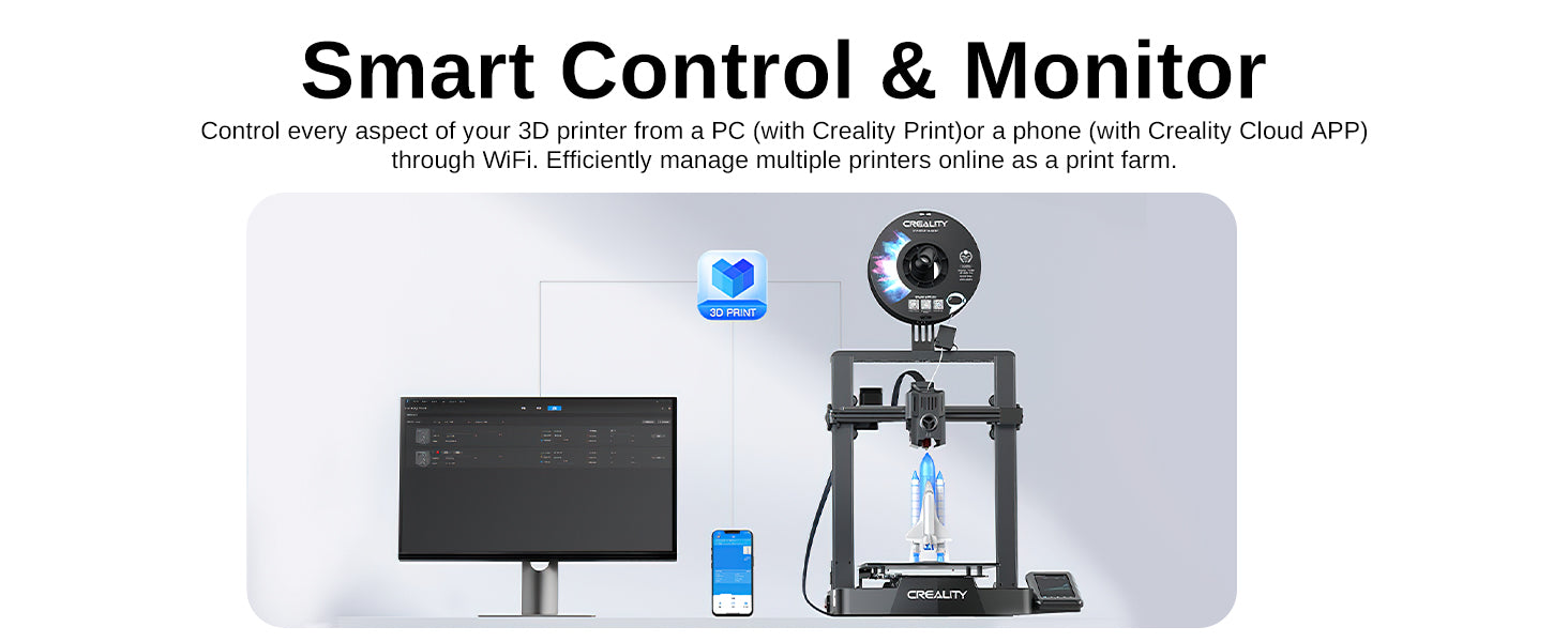 Creality Ender 3 V3 KE 3D Printer Up to 500mm/s Printing Speed, 1kg x 2 Pack High Speed PLA Included 60W Ceramic Heater Hotend