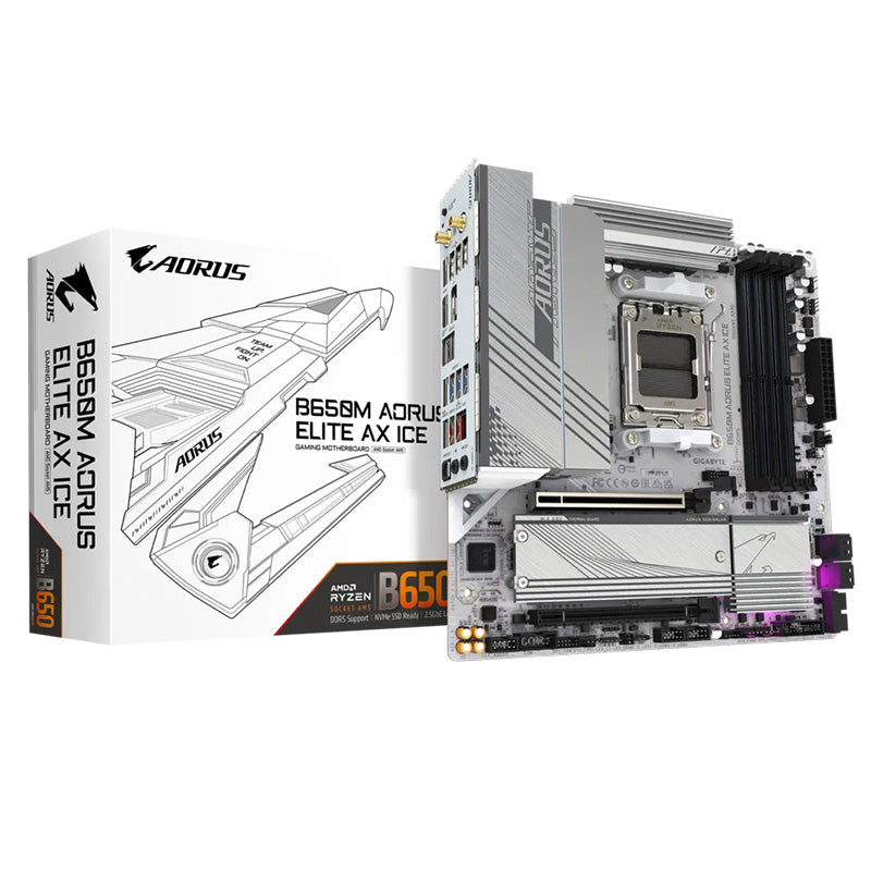 Gigabyte B650M Aorus Elite AX Ice AM5 mATX Motherboard