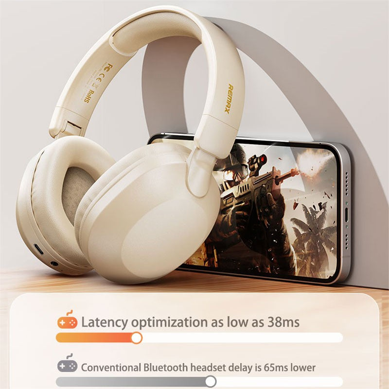 Bluetooth 5.4 Headphones, ENC Call Noise Canceling with Over Ear Wireless Headset Foldable with 120H Playback, Stereo Bass White
