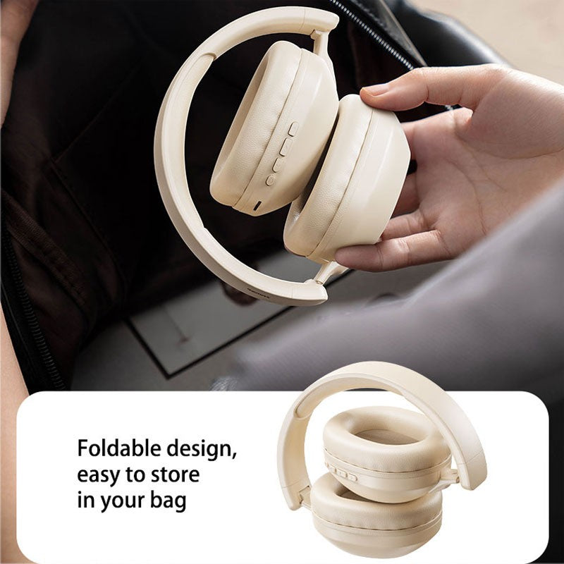 Bluetooth 5.4 Headphones, ENC Call Noise Canceling with Over Ear Wireless Headset Foldable with 120H Playback, Stereo Bass White