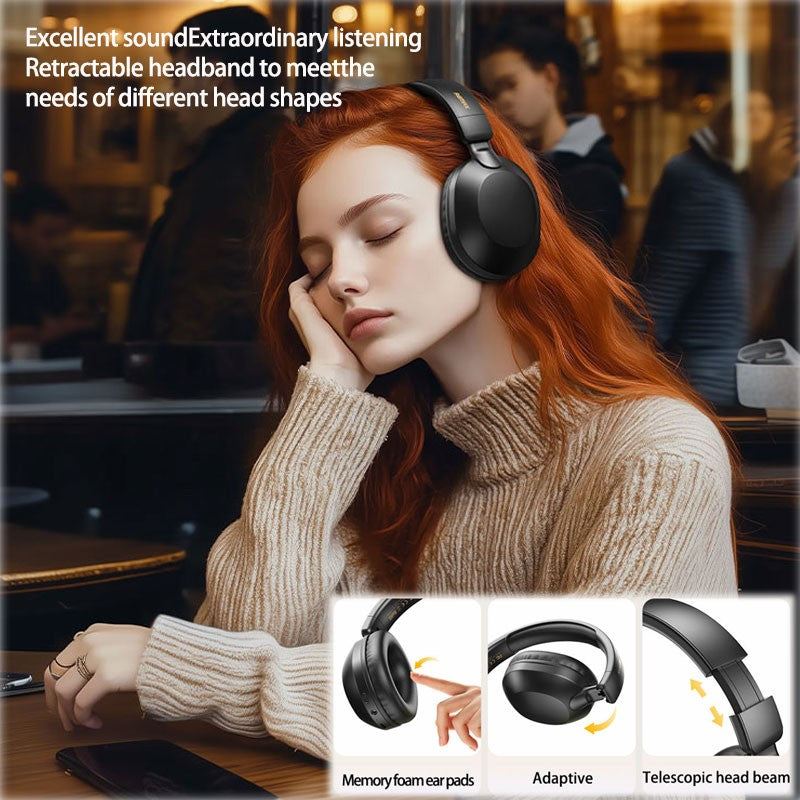 Bluetooth 5.4 Headphones, ENC Call Noise Canceling with Over Ear Wireless Headset Foldable with 120H Playback, Stereo Bass White
