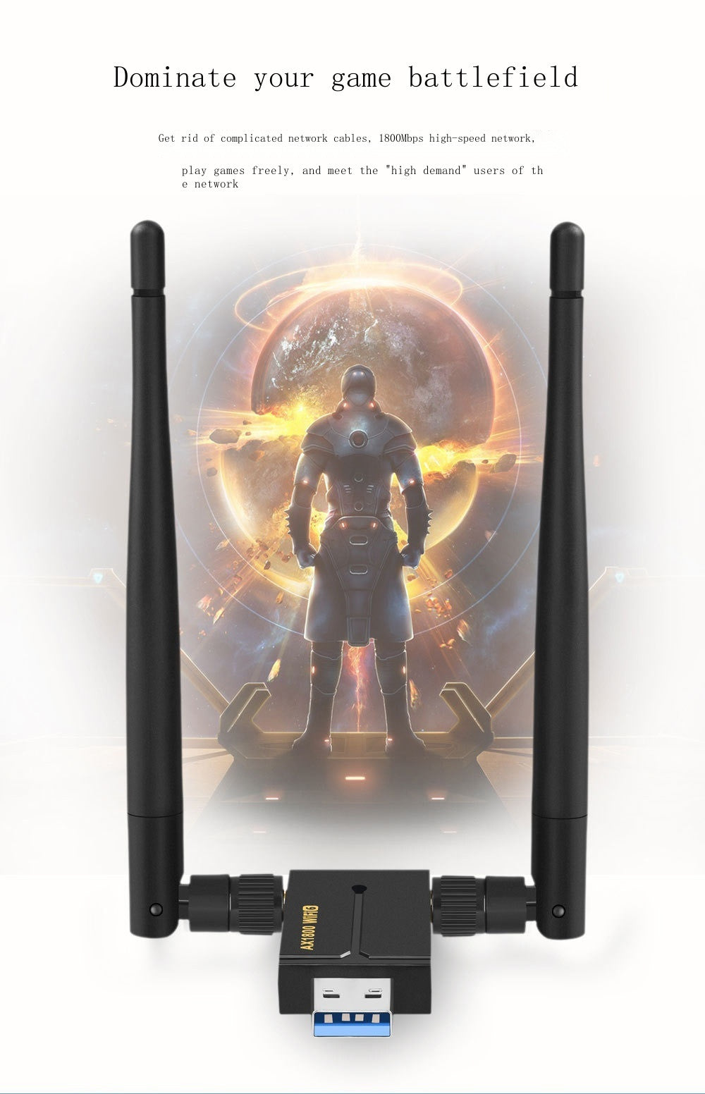 Driver-free AX1800M dual-band network card WiFi6 high-gain wireless USB network card E-sports game dual-band network card
