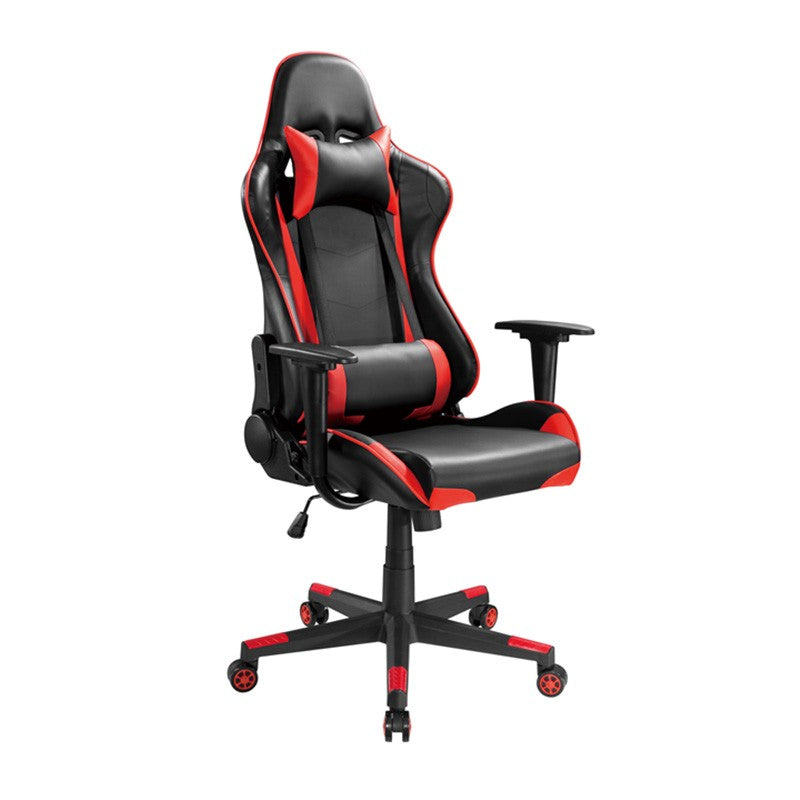 Brateck PU Leather Gaming Chairs with Headrest and Lumbar Support - Black/Red