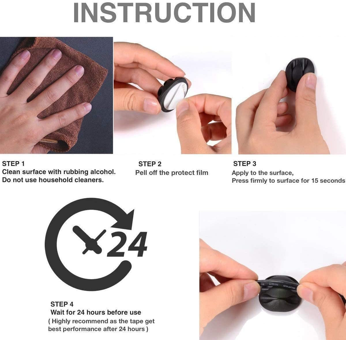 Cable Organizer Clips Cord Holder Self Adhesive Cable Management Removable & Reusable Cable Holder for USB Cable/Power Cord/Wire 2025 upgrade version