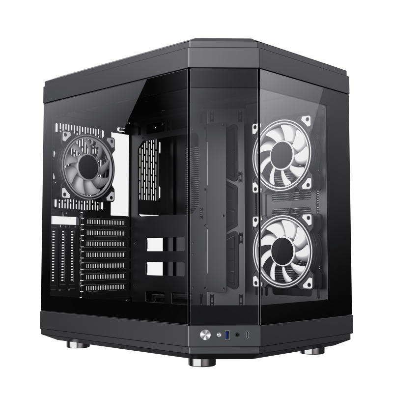 GameMax HYPE Mid-Tower ATX PC case 3x ARGB fan- black
