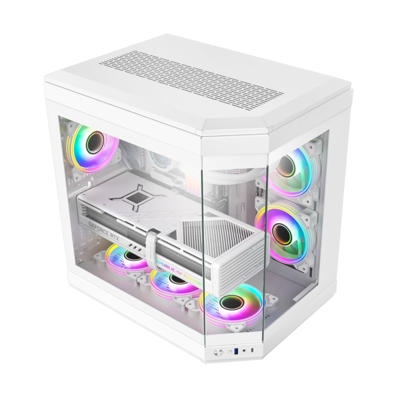 GameMax HYPE Mid-Tower ATX PC case 3x ARGB fan- white