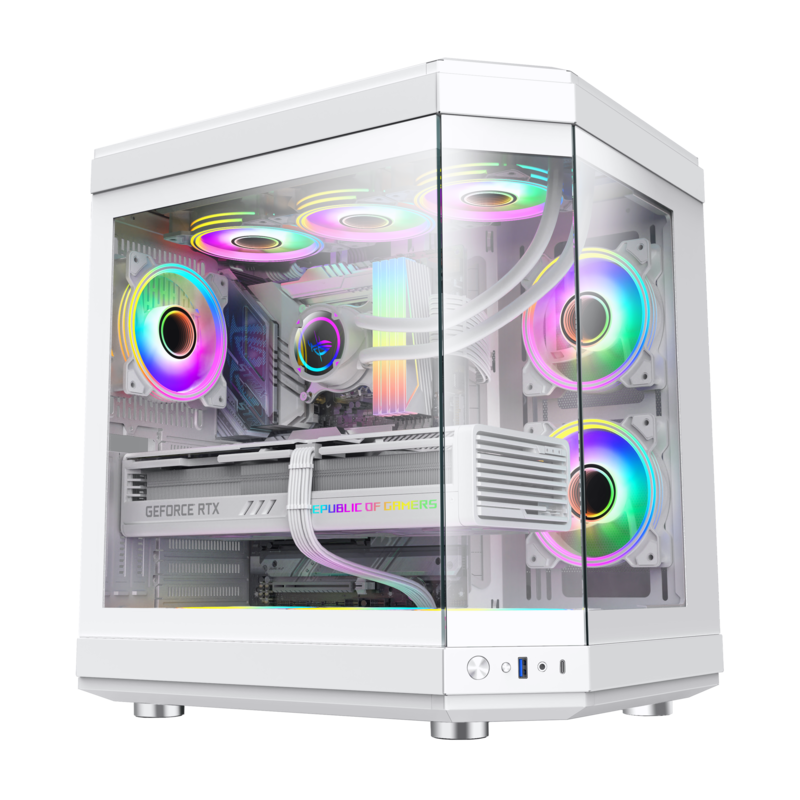 GameMax HYPE Mid-Tower ATX PC case 3x ARGB fan- white