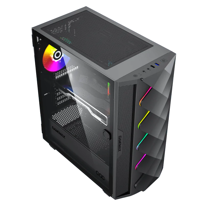 Gamemax Diamond COC Black ATX Mid-Tower Black Chassis 1x ARGB fan 1x 14CM Turbo COC fan